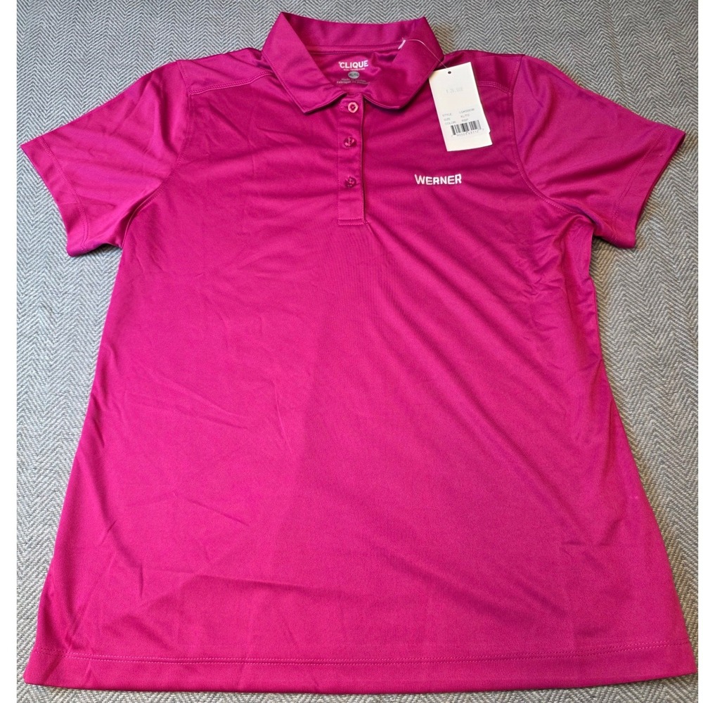 Clique Werner Embroidered Polo Shirt Pink Short Sleeve LQK00036 Womens XL NWT